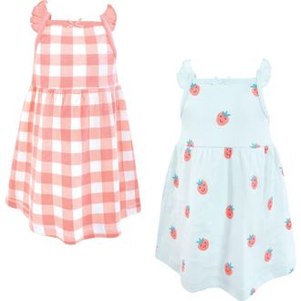 Hudson Baby Sleeveless 2-Pack Dress Set in Gingham Berry at Nordstrom, Size 12-18M
