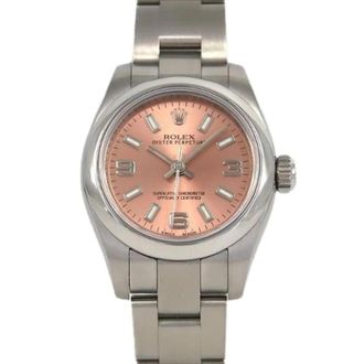 Rolex Pre-owned Oyster Perpetual Stainless Steel Watch 176200 - Dames - Vintage Horloges - Roze - ONE Size - Vintage