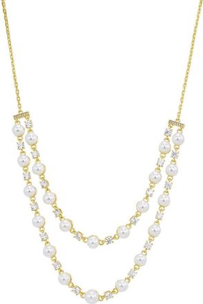 Savvy Cie Jewels 14K Plated 7.0-7.5Mm Pearl Cz Statement Necklace