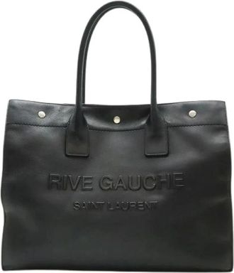 Saint Laurent Pre-owned Tote Bags, female, Black, Size: ONE SIZE Pre-owned Rive Gauche Leather Tote Bag