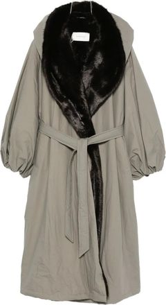 Magda Butrym fur hooded coat - women - Artificial Fur/Cotton - 36 - Grey