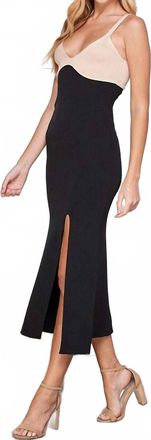 Sweet Lemon Color Block Bodycon Dress In Black/cream