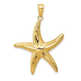 Diamond2Deal 14k Yellow Gold Diamond-cut Starfish Pendant