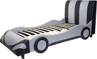 Hhg Letto per bambini Car 054 legno ecopelle nero e grigio
