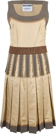 Moschino Kleedjes, Dames, Beige, L, Wol, Fitted Flared Midi Dress