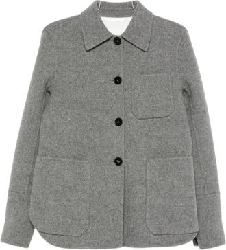 Jil Sander Jack met opgestikte zak en knopen - Grijs
