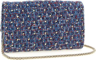 Valentino Garavani Studded Tweed Shoulder Bag - Blue