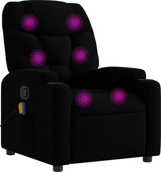 vidaXL Sill&oacute;n Reclinable De Masaje De Tela Negro Vidaxl