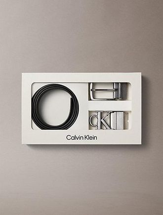 Calvin Klein Set Regalo Con Cintur&oacute;n De Piel Con Dos Hebillas