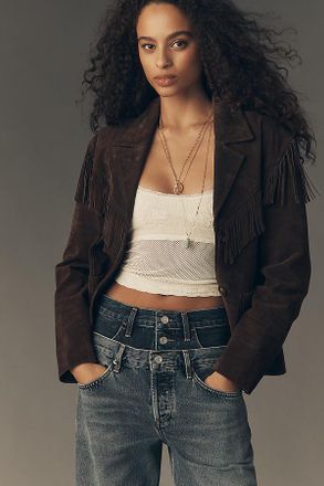 A Gold E Elson High-Rise Double-Waisted Straight-Leg Jeans