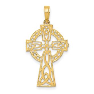 Diamond2Deal 14k Yellow Gold Polished Celtic Cross Pendant