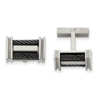 Diamond2Deal Titanium Polished Black IP-plated Wire Cuff Links
