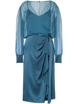 Alberta Ferretti sheer-overlay midi dress - women - Silk - 46 - Green