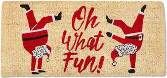 Tag Oh What Fun Dancing Santa Coir Door Mat Red Brown at Nordstrom, Size Medium