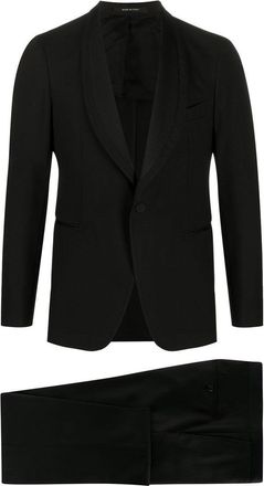 Tagliatore Single-Breasted Black Suit With Notched Lapels
