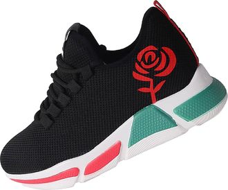 Generic Black Trainers Womens Trainers for Women Non Slip Wedge Shoe Wide Fit Orthopedic Shoes Lightweight Arch Support Cushion Trainer Breathable Mesh Lace u