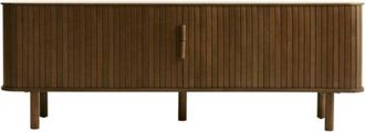 Meubles et Design Mueble TV puertas correderas de madera estriada L160cm - Madera oscura