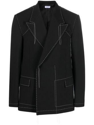 Off-white Blazer met dubbele rij knopen - Zwart