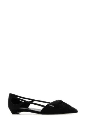 Prada Womens Black Satin Ballerinas Nero Se Vi Ballerine Flat Shoes