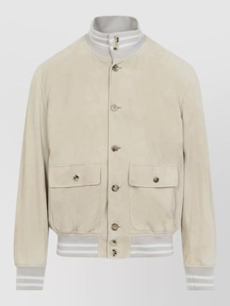 Ralph Lauren Purple Label suede bomber jacket