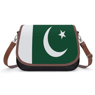Generic Flag of Pakistan Crossbody Bags for Women Fashion Leather Shoulder Handbags With Adjustable Strap