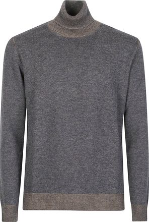 Lardini Soft Knit Ribbed Virgin Wool-Cashmere Turtleneck