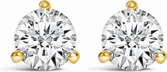 House of Brilliance 14K Gold Round Lab-Grown Diamond 3-Prong Martini Solitaire Stud Earrings