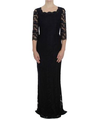 Dolce & Gabbana Womens Black Floral Lace Long Ball Maxi Dress - Multicolour Nylon - Size Small