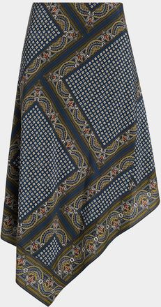 Veronica Beard Hartley Bandana Asymmetric Midi Skirt