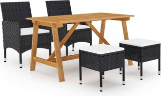 vidaXL Juego De Comedor De Jard&iacute;n De 5 Piezas Negro Vidaxl