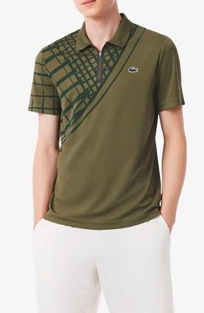 Lacoste Half Zip Polo in Olive at Nordstrom, Size 4