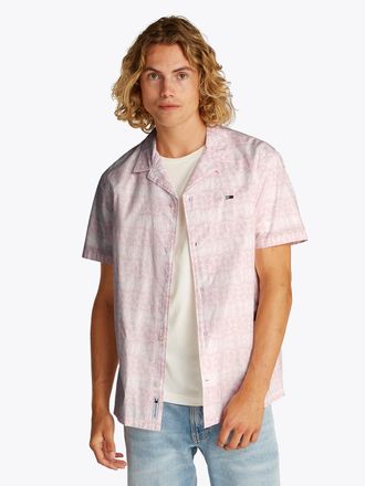 Tommy Jeans Kurzarmhemd TOMMY JEANS TJM REG AOP SS SHIRT EXT, Herren, Gr. XXL, N-Gr, rosa (precious pink), Web, Obermaterial: 100% Baumwolle, bedruckt, regular fi