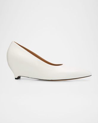 Maison Margiela Court Shoe Leather Wedge Pumps