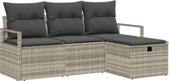 vidaXL Vidaxl - Garden Sofa Set 4 pcs Light grey 175 x 117 x 85 cm Poly rattan