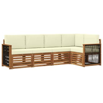 vidaXL Conjunto De Sof&aacute; Seccional Con Coj&iacute;n 4 Pcs Natural Y Crema Vidaxl