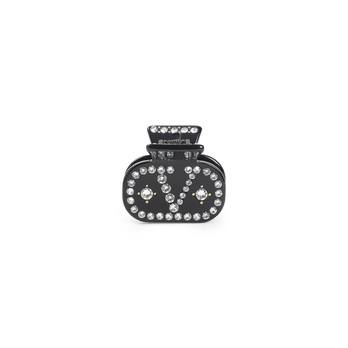 ヘアアクセサリー VALENTINO GARAVANI Woman Hair accessory Black Vlogo Signature Satin Bow Hairclip for Woman in Black/gold