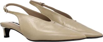 Jil Sander Leather Mid Heel Slingback Pump - Beige