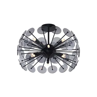 QAZQA Qazqa - Art D&eacute;co L&aacute;mpara De Techo Art D&eacute;co Negra Con Cristal Ahumado - Atomic Pl&aacute;stico /met&aacute;lica Esfera Adecuado Para Led Max. 9 X 8 Watt