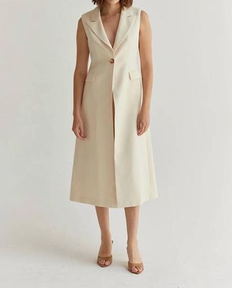 Crescent Sasha Sleeveless Long Blazer In Cream