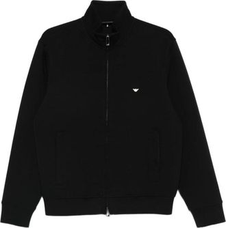 Emporio Armani Logo Katoenen Sweatshirt - Heren - Vesten met rits - Zwart - L - Katoen - Hoodies & sweatvesten
