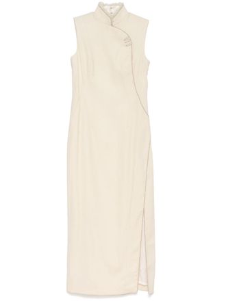 Shiatzy Chen sleeveless dress - women - Wool/Polyamide/Elastane/Mulberry Silk - 40 - White