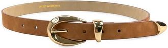 Petit Moments Marisa Faux Suede Belt in Brown Suede/Gold at Nordstrom, Size X-Small