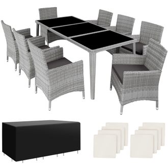 TecTake Garden Table & Chairs Menorca in Light Grey | Size: XL