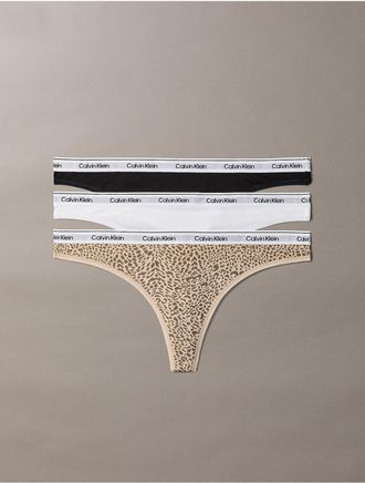 Calvin Klein Womens Icon Logo 3-Pack Low Rise Thong - Multi - XL