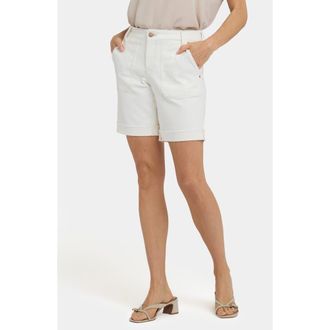 NYDJ Diana Relaxed Fit Raw Hem Cuffed Denim Shorts in Vintage White at Nordstrom, Size 16