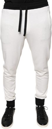 Dolce & Gabbana White Cotton Slim Men Jogger SweatMens Mens Pants