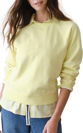 Marine Layer Cloud 9 Fleece Reversible Sweatshirt in Citron at Nordstrom, Size X-Small