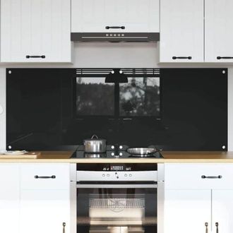 vidaXL vidaXL Rivestimento da Cucina Nero 80 x 60 cm vetro temperato
