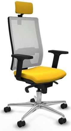 Piqueras y Crespo Piqueras Y Crespo - Horna sincro malla blanca similpiel amarillo brazos 2D base aluminio cabecero 2D ruedas 65mm nailon