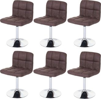 Hhg Lote De 6 Sillas De Comedor Kavala, Silla Giratoria, Imitaci&oacute;n Ante Cromado, Vintage Marr&oacute;n Oscuro